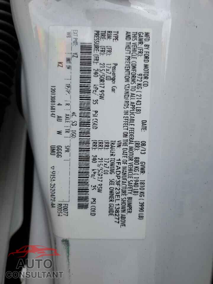 FORD FOCUS 2014 - 1FADP3F23EL138277