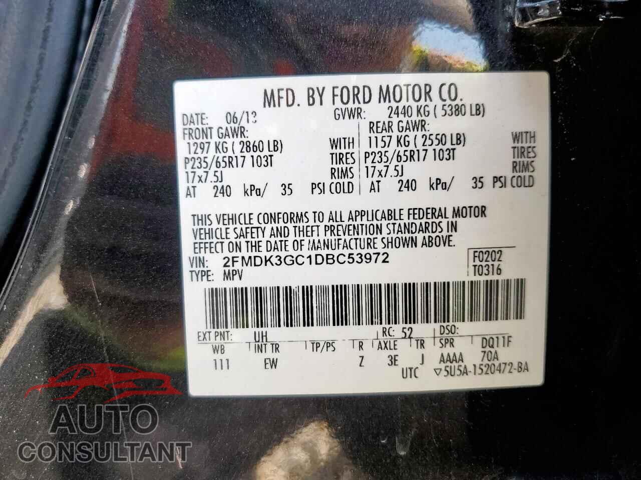 FORD EDGE 2013 - 2FMDK3GC1DBC53972