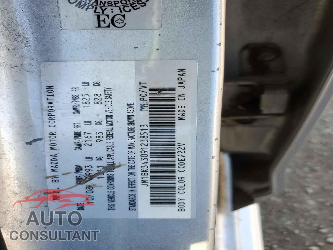 MAZDA MAZDA3 2009 - JM1BK343091238513