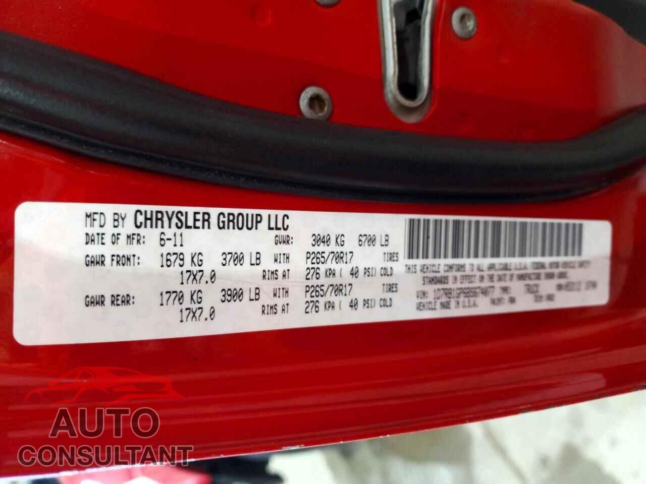 DODGE RAM 1500 2011 - 1D7RB1GP6BS674077