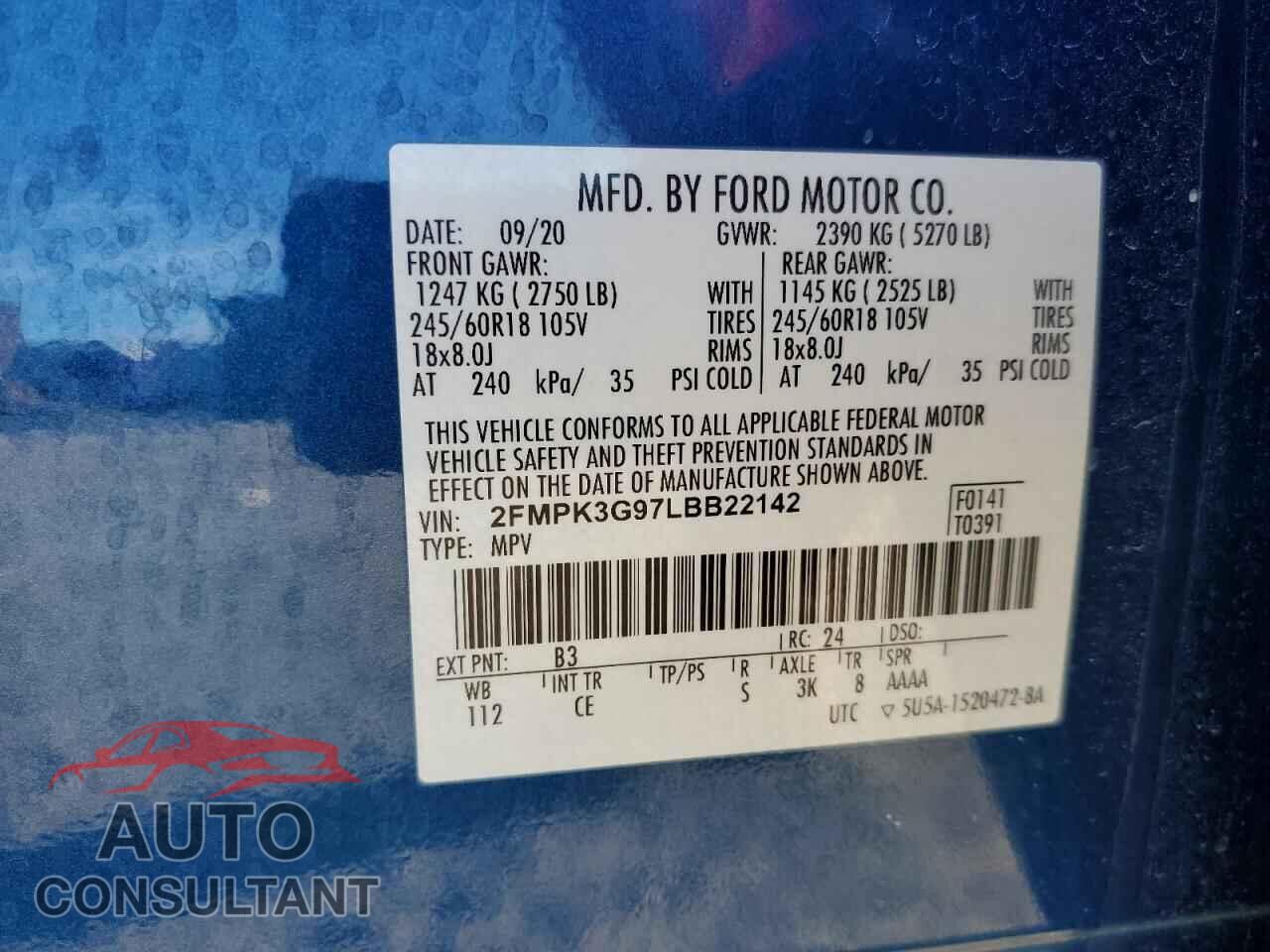 FORD EDGE 2020 - 2FMPK3G97LBB22142
