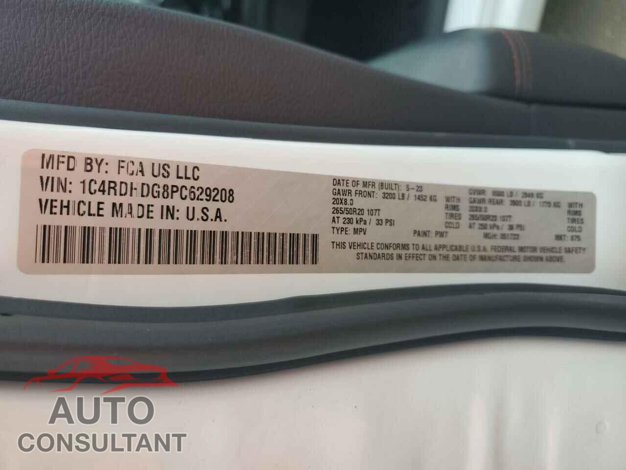 DODGE DURANGO 2023 - 1C4RDHDG8PC629208