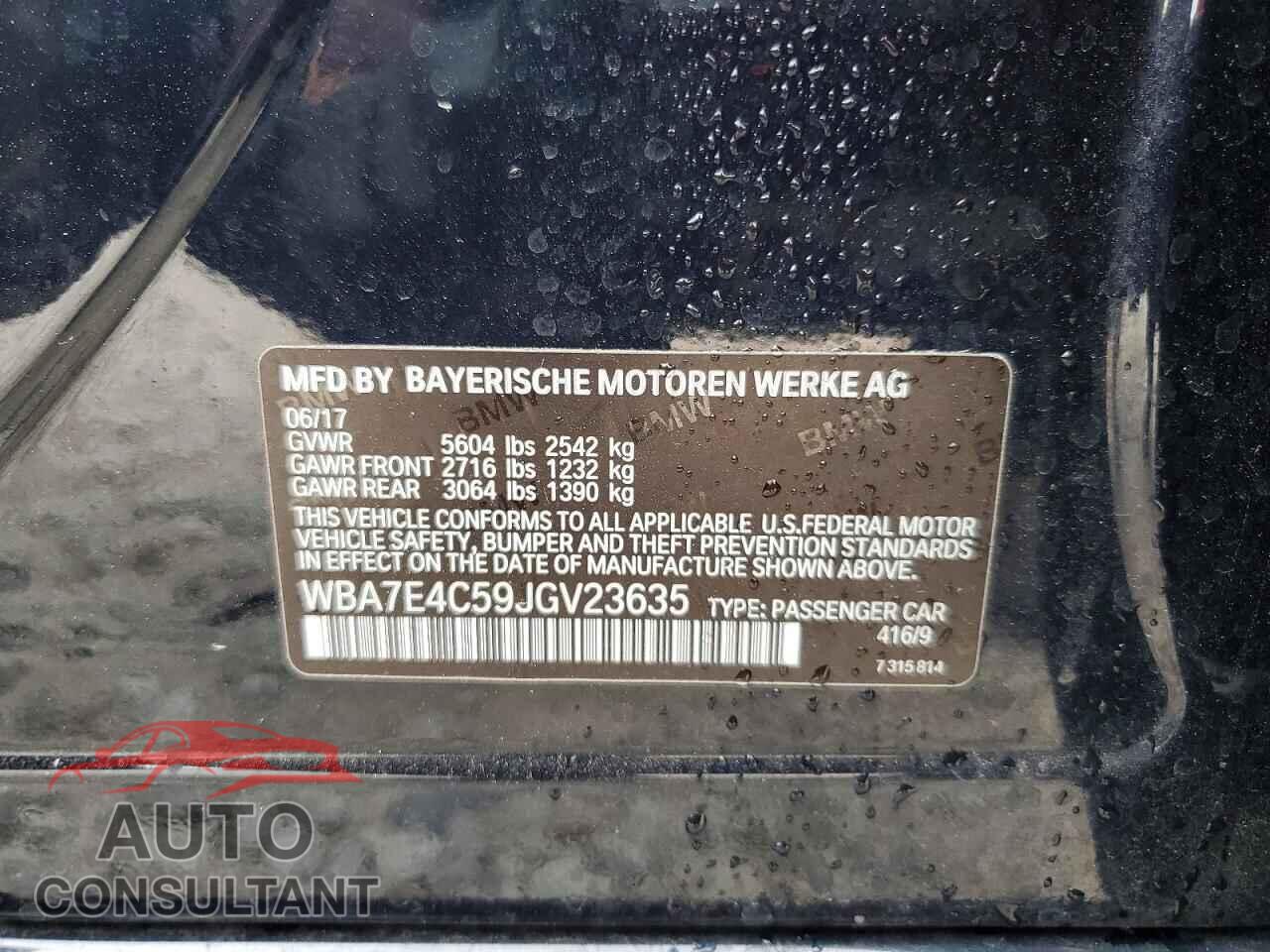 BMW 7 SERIES 2018 - WBA7E4C59JGV23635
