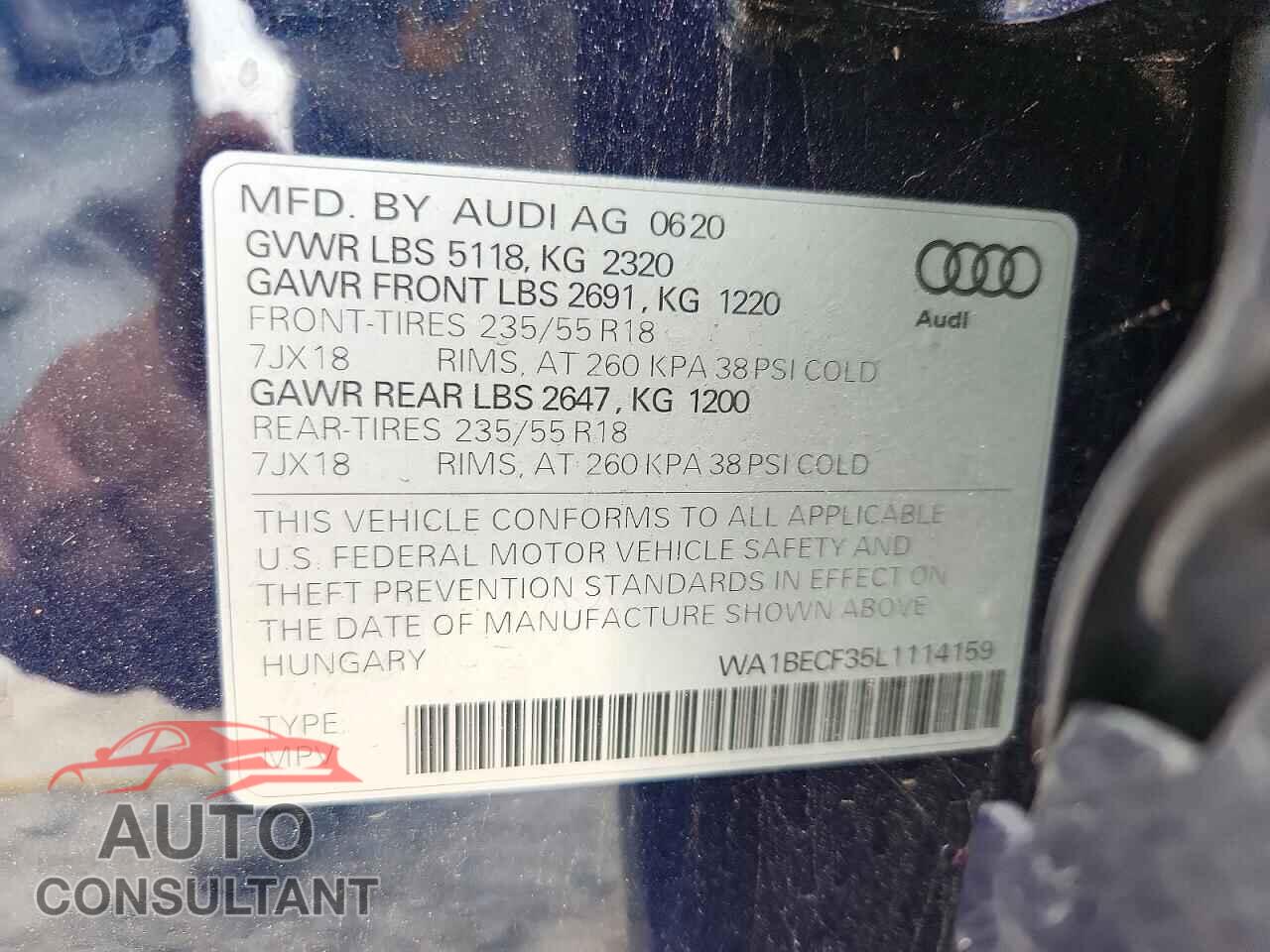 AUDI Q3 2020 - WA1BECF35L1114159