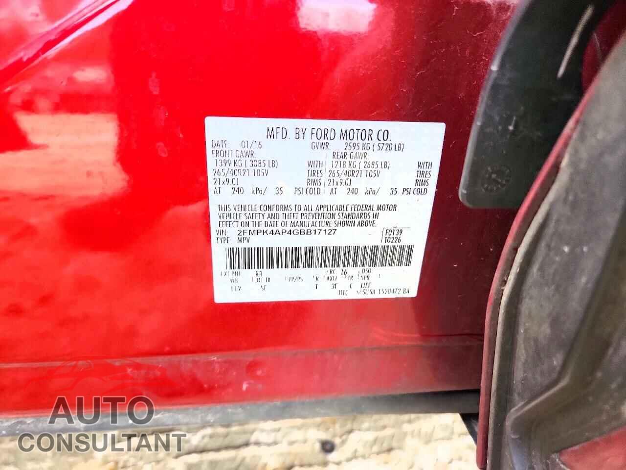 FORD EDGE 2016 - 2FMPK4AP4GBB17127