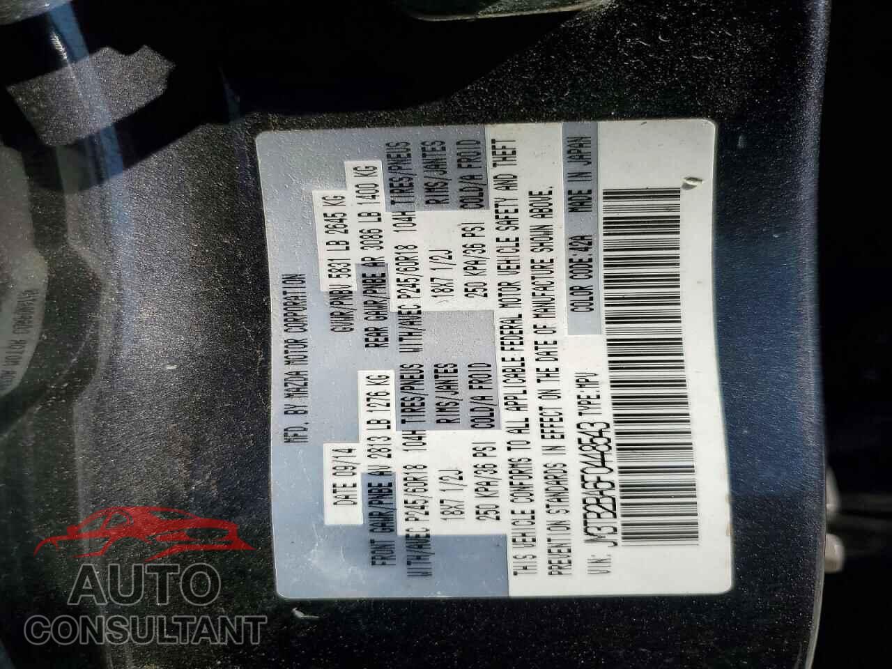 MAZDA CX-9 2015 - JM3TB2BA6F0448543