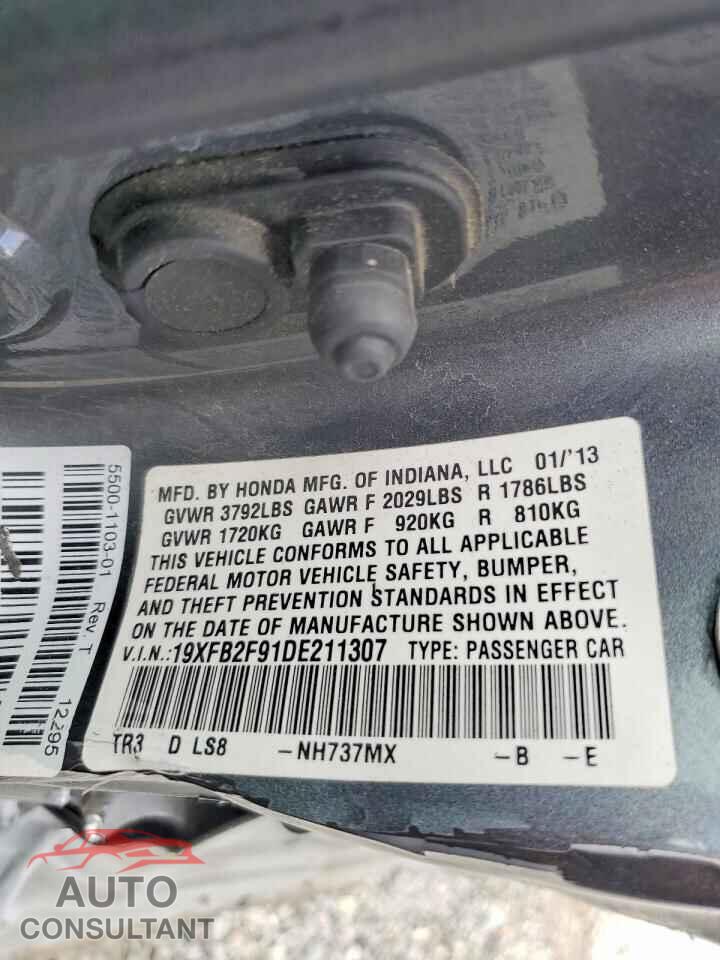 HONDA CIVIC 2013 - 19XFB2F91DE211307