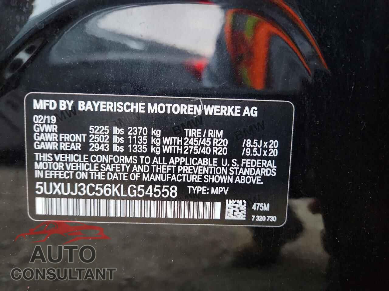 BMW X4 2019 - 5UXUJ3C56KLG54558