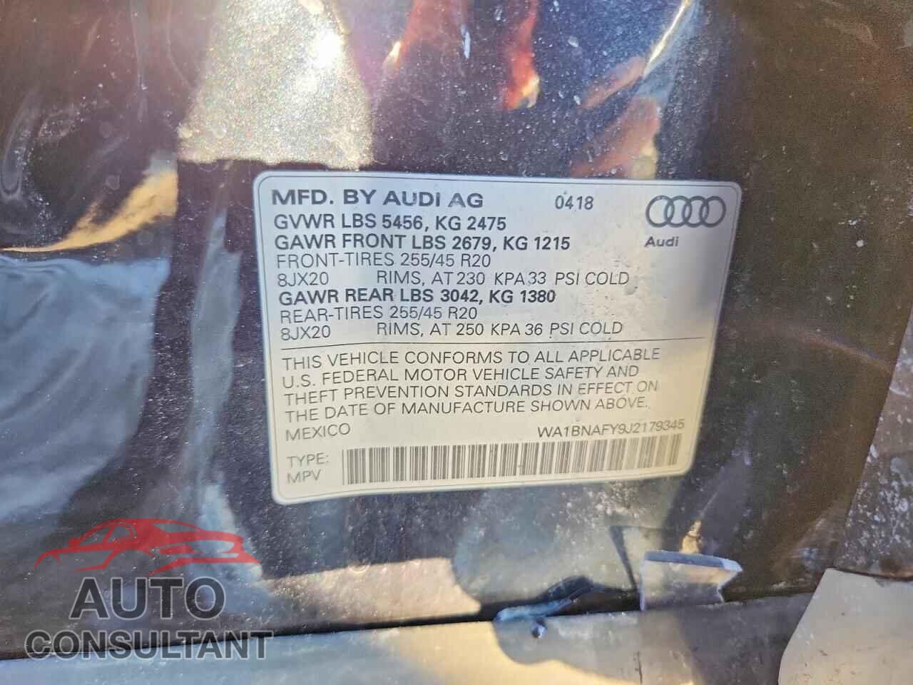 AUDI Q5 2018 - WA1BNAFY9J2179345