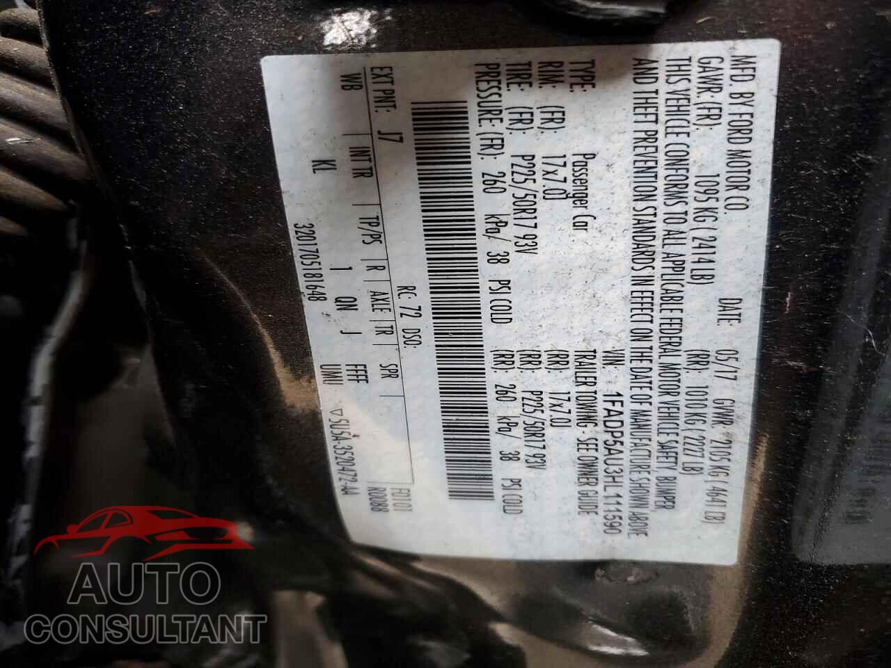 FORD CMAX 2017 - 1FADP5AU3HL111590