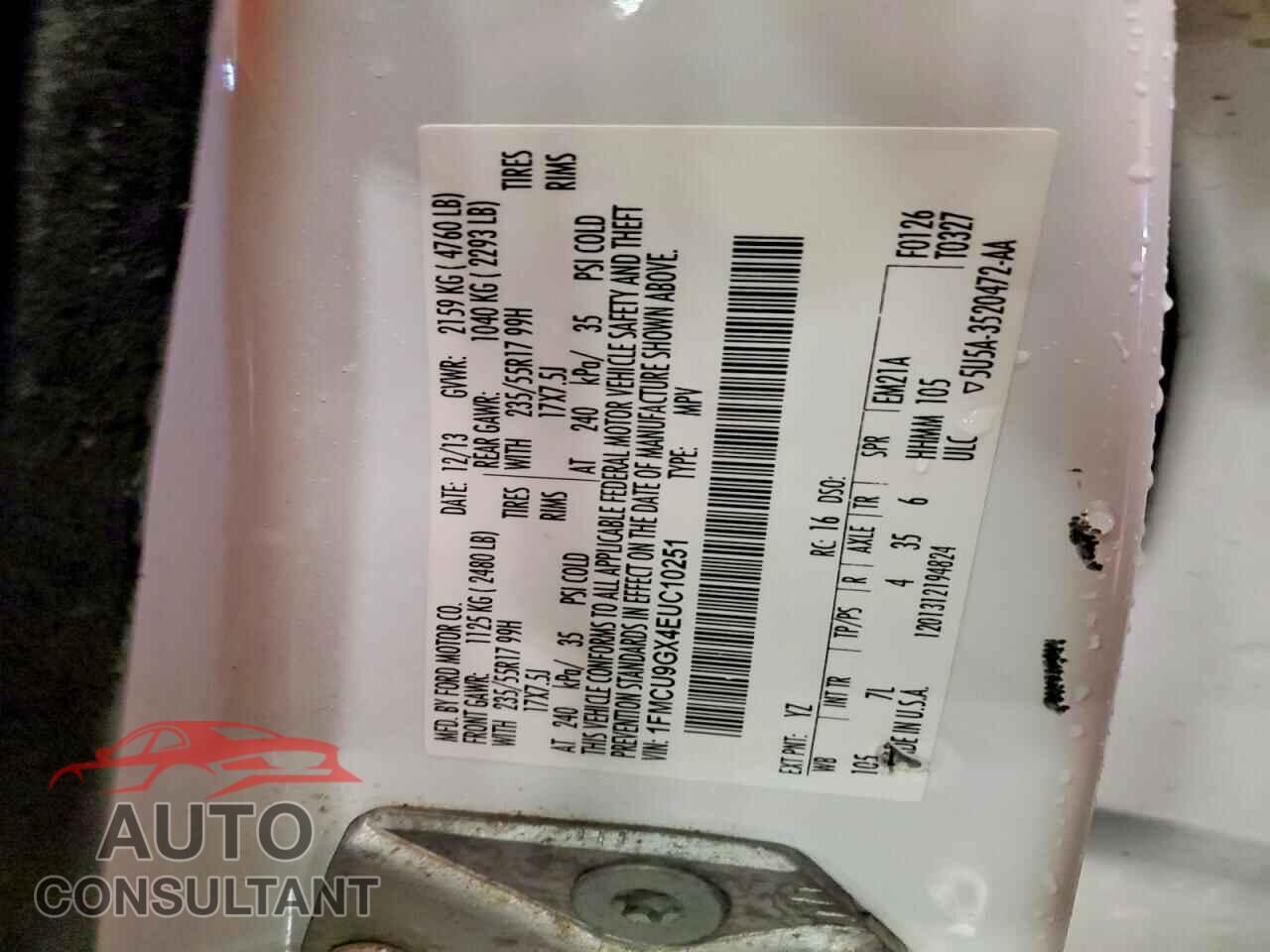 FORD ESCAPE 2014 - 1FMCU9GX4EUC10251