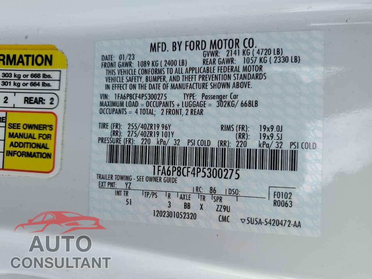 FORD MUSTANG 2023 - 1FA6P8CF4P5300275