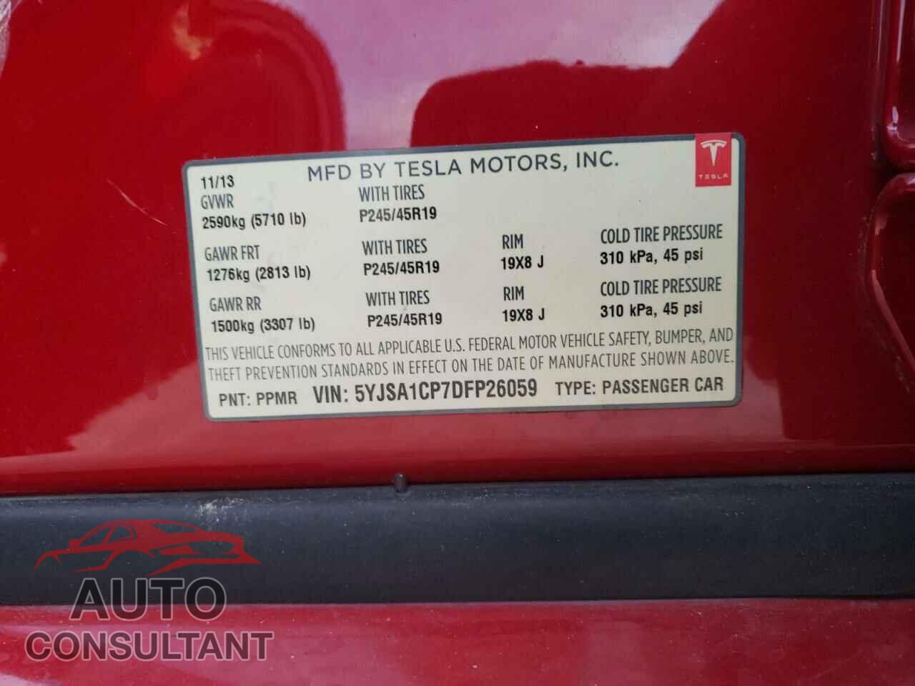 TESLA MODEL S 2013 - 5YJSA1CP7DFP26059
