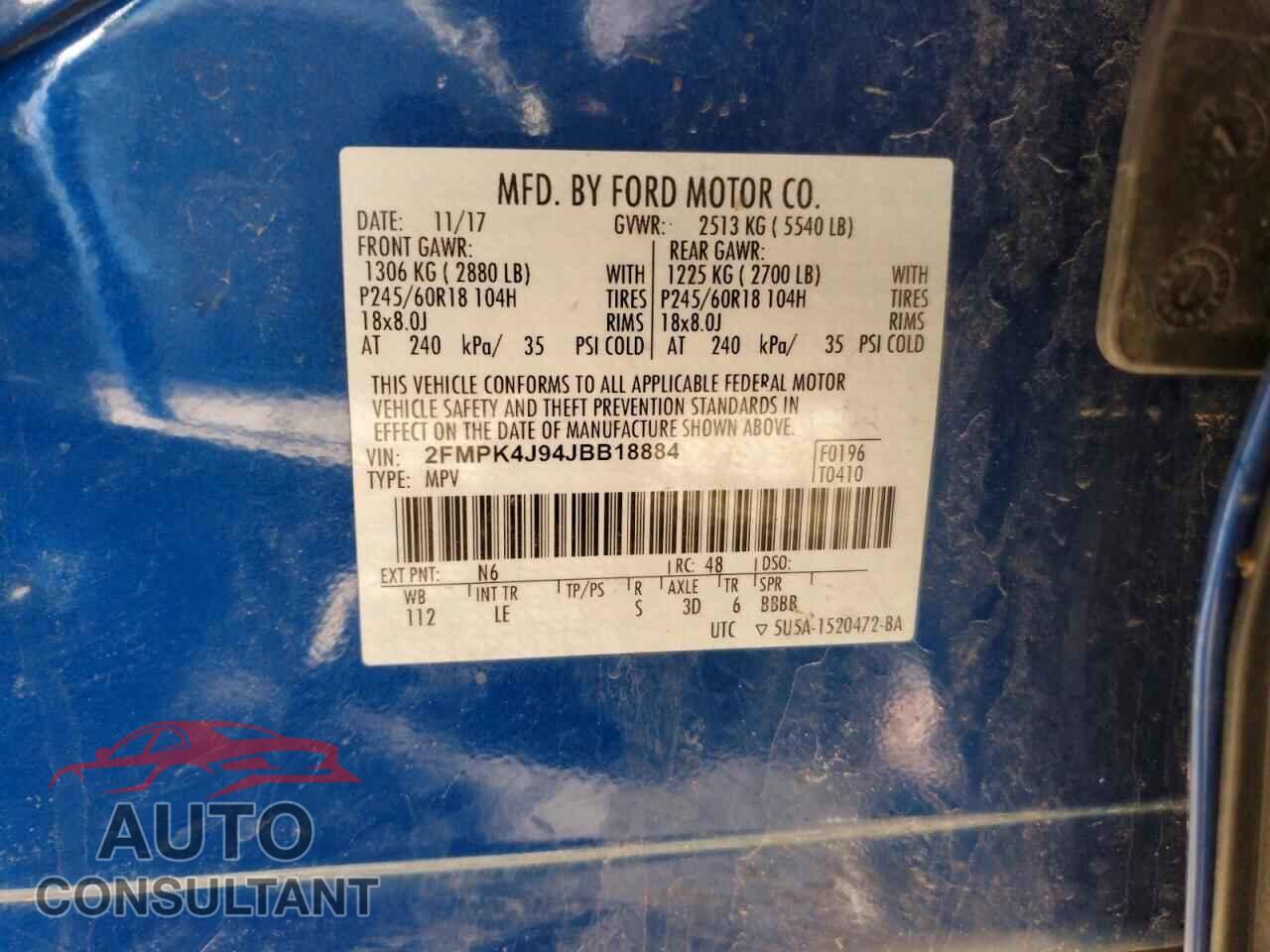 FORD EDGE 2018 - 2FMPK4J94JBB18884