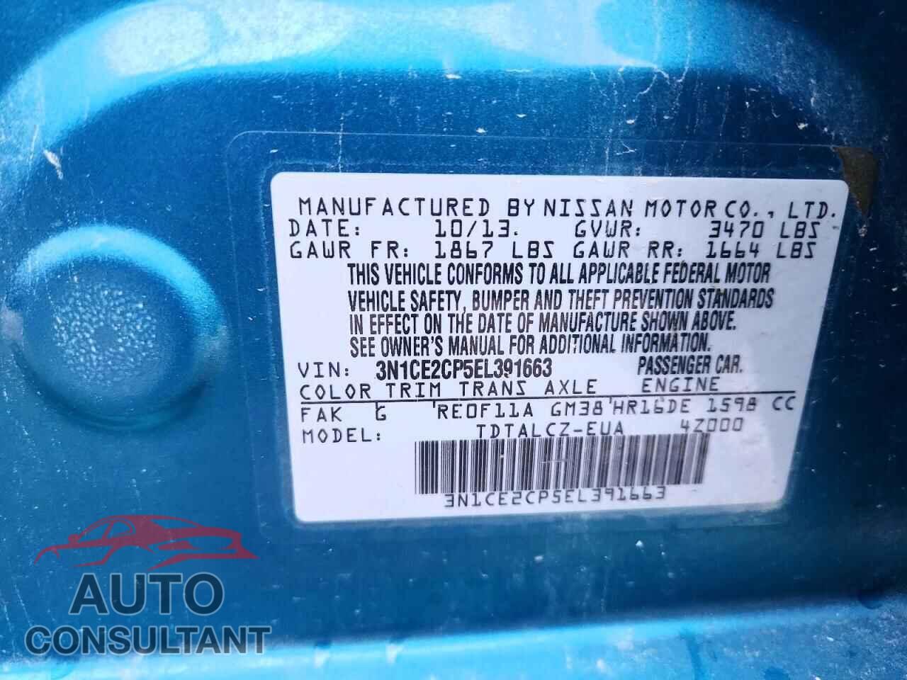 NISSAN VERSA 2014 - 3N1CE2CP5EL391663