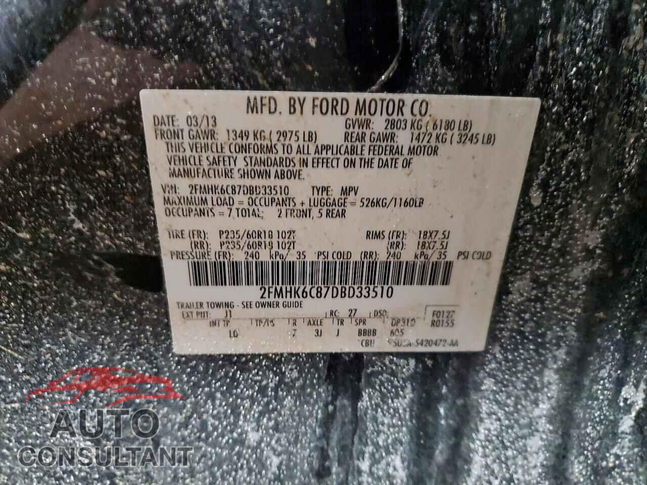 FORD FLEX 2013 - 2FMHK6C87DBD33510
