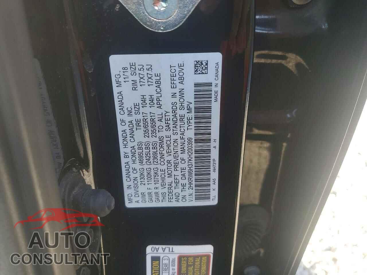 HONDA CR-V 2019 - 2HKRW6H37KH200399
