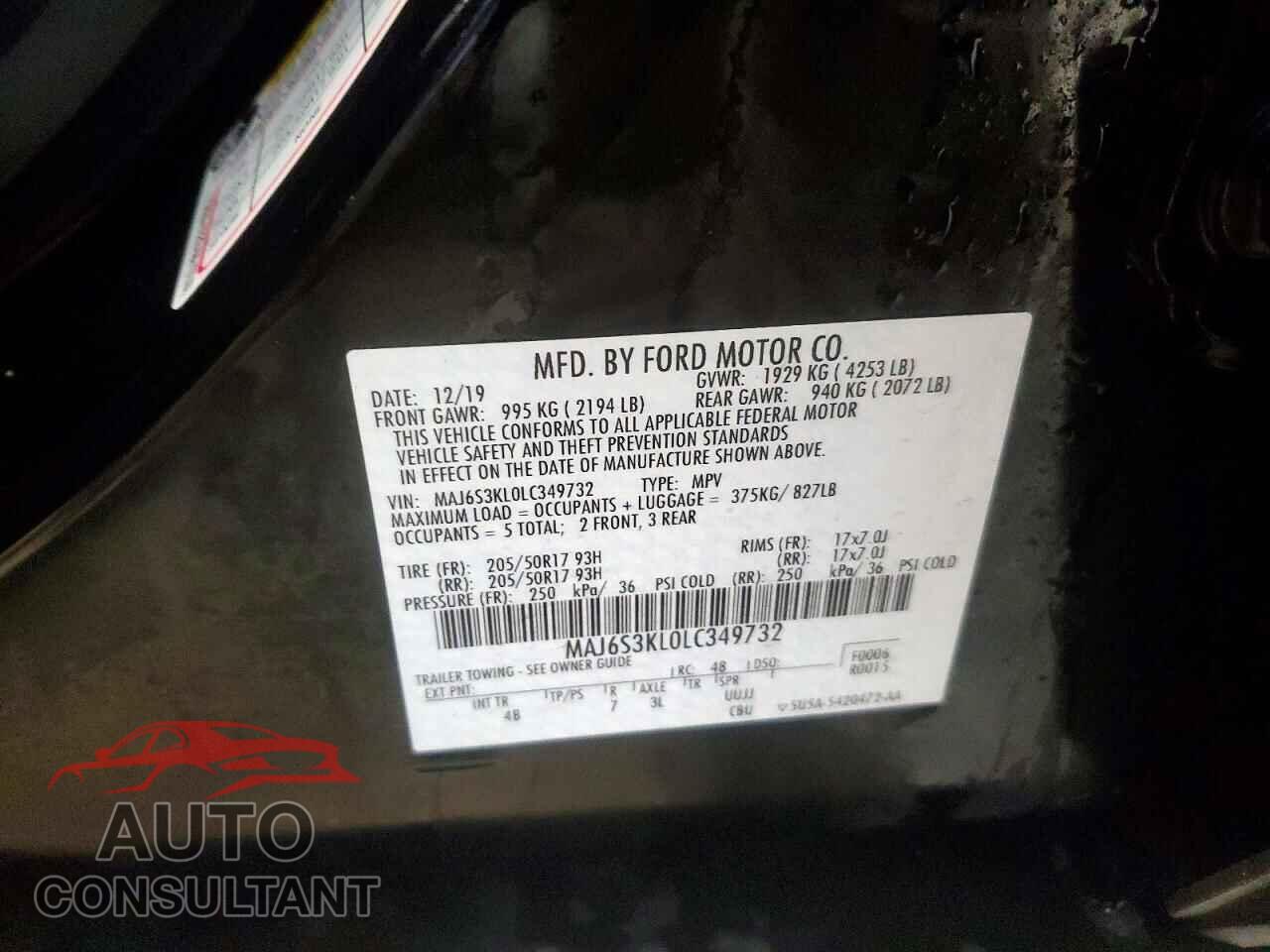 FORD ECOSPORT 2020 - MAJ6S3KL0LC349732
