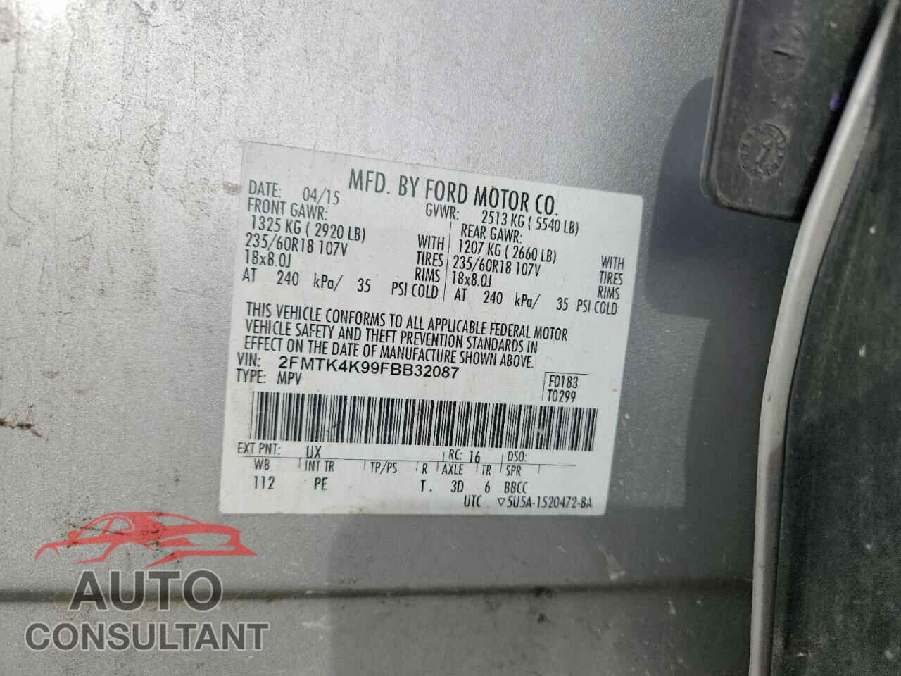 FORD EDGE 2015 - 2FMTK4K99FBB32087