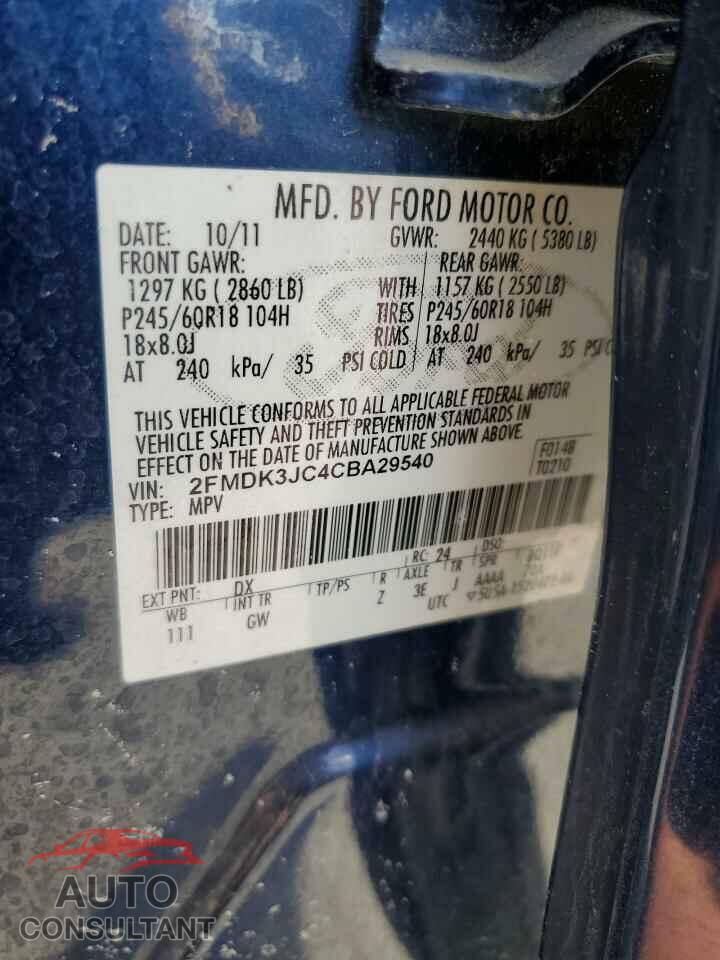 FORD EDGE 2012 - 2FMDK3JC4CBA29540