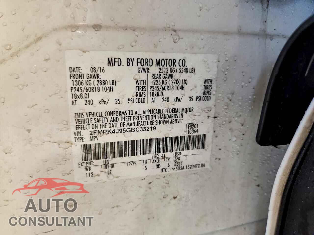 FORD EDGE 2016 - 2FMPK4J95GBC35219