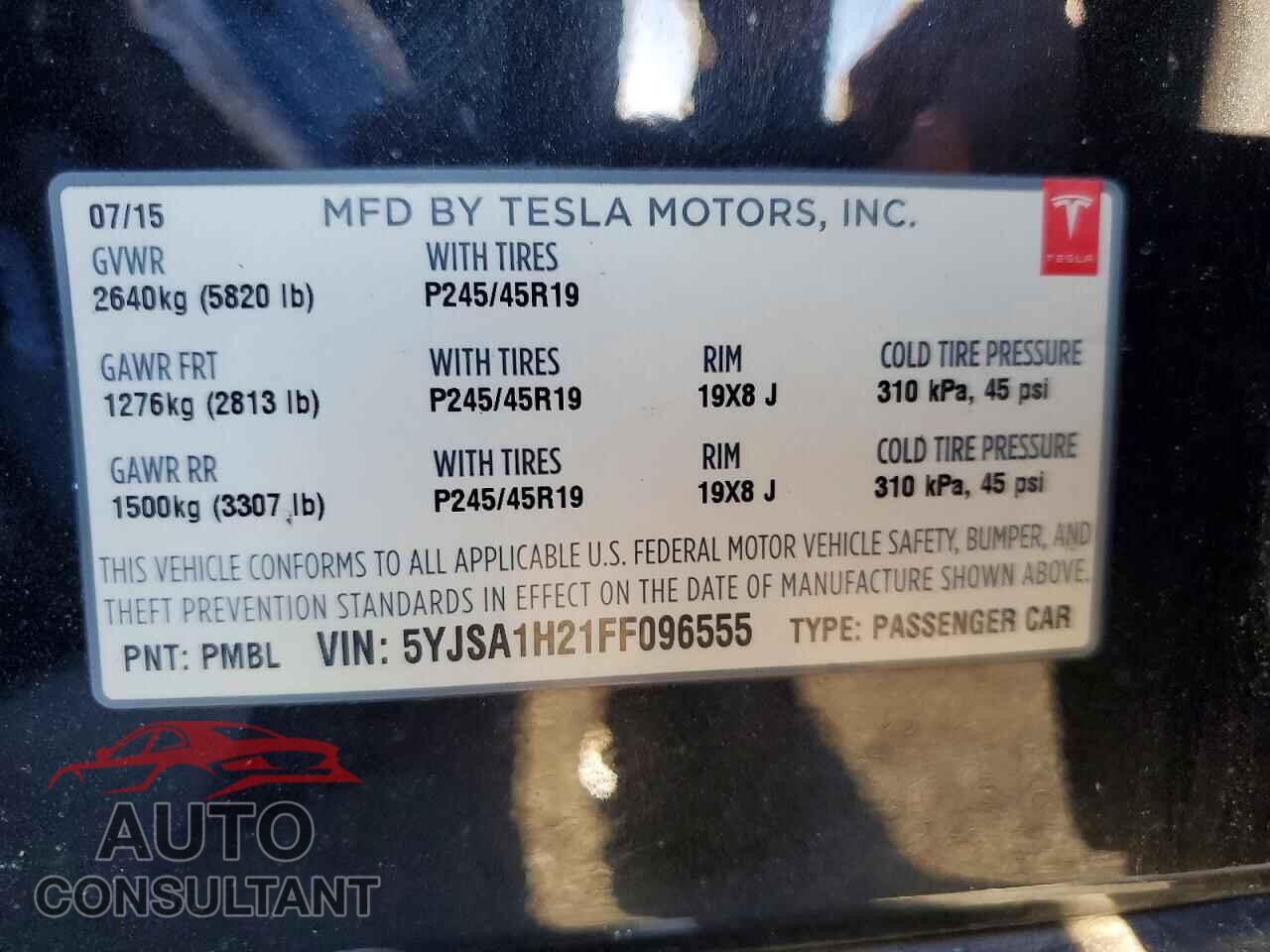 TESLA MODEL S 2015 - 5YJSA1H21FF096555