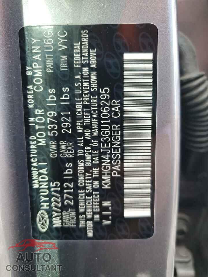 HYUNDAI GENESIS 2016 - KMHGN4JE3GU106295