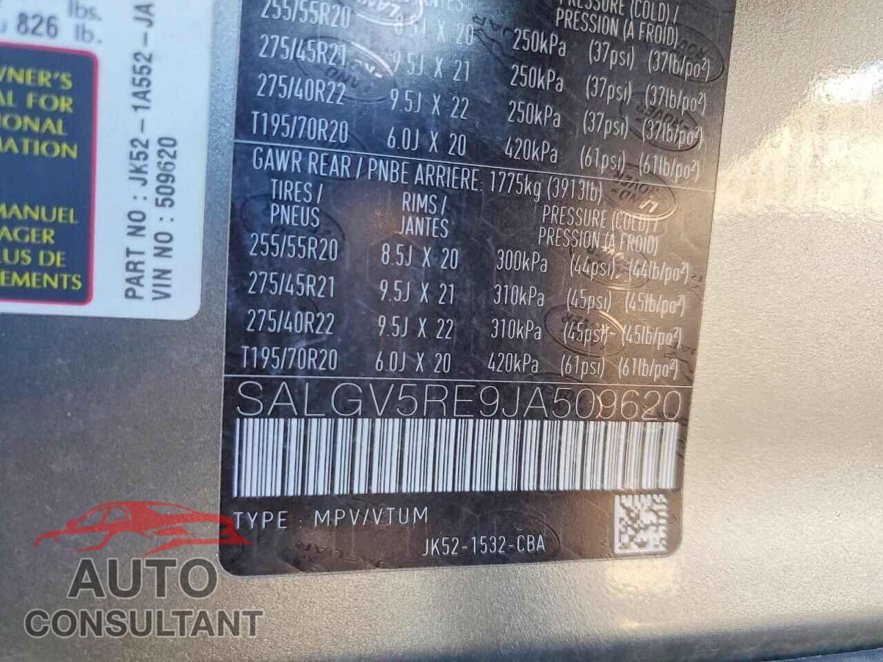LAND ROVER RANGEROVER 2018 - SALGV5RE9JA509620