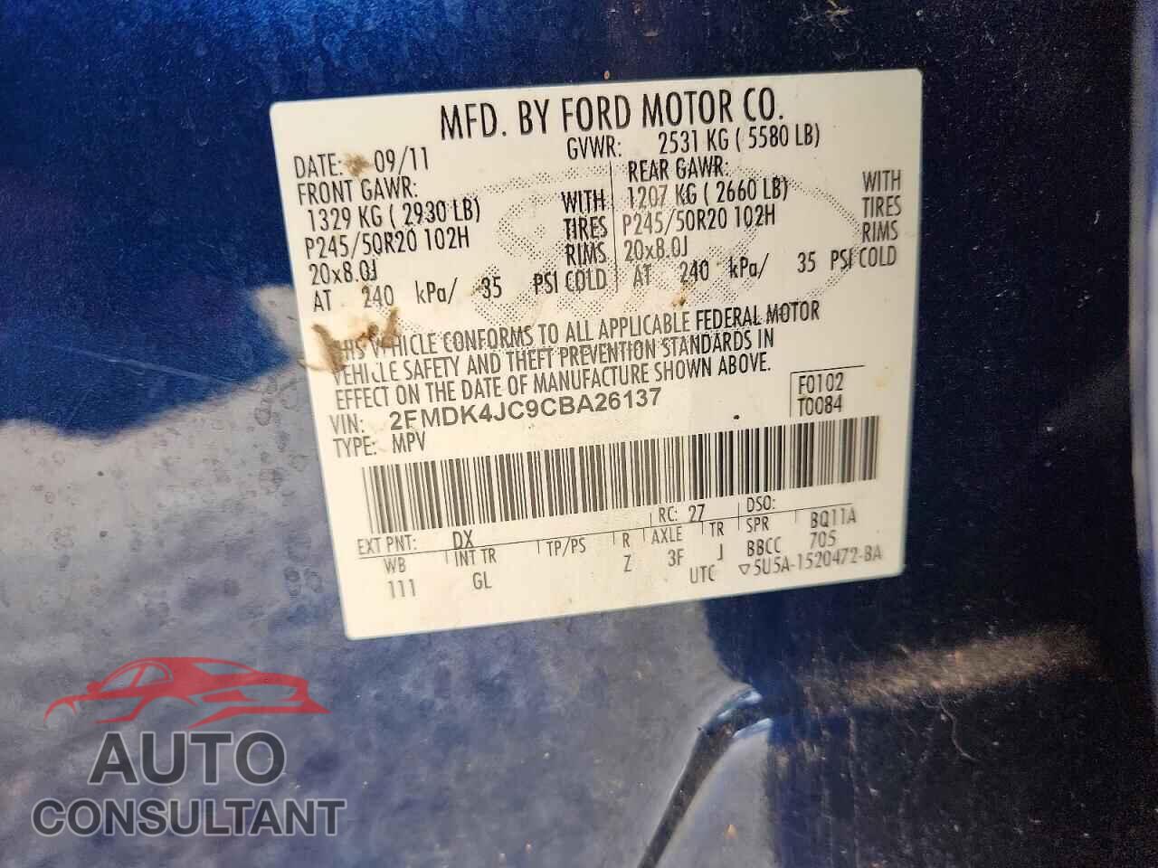 FORD EDGE 2012 - 2FMDK4JC9CBA26137