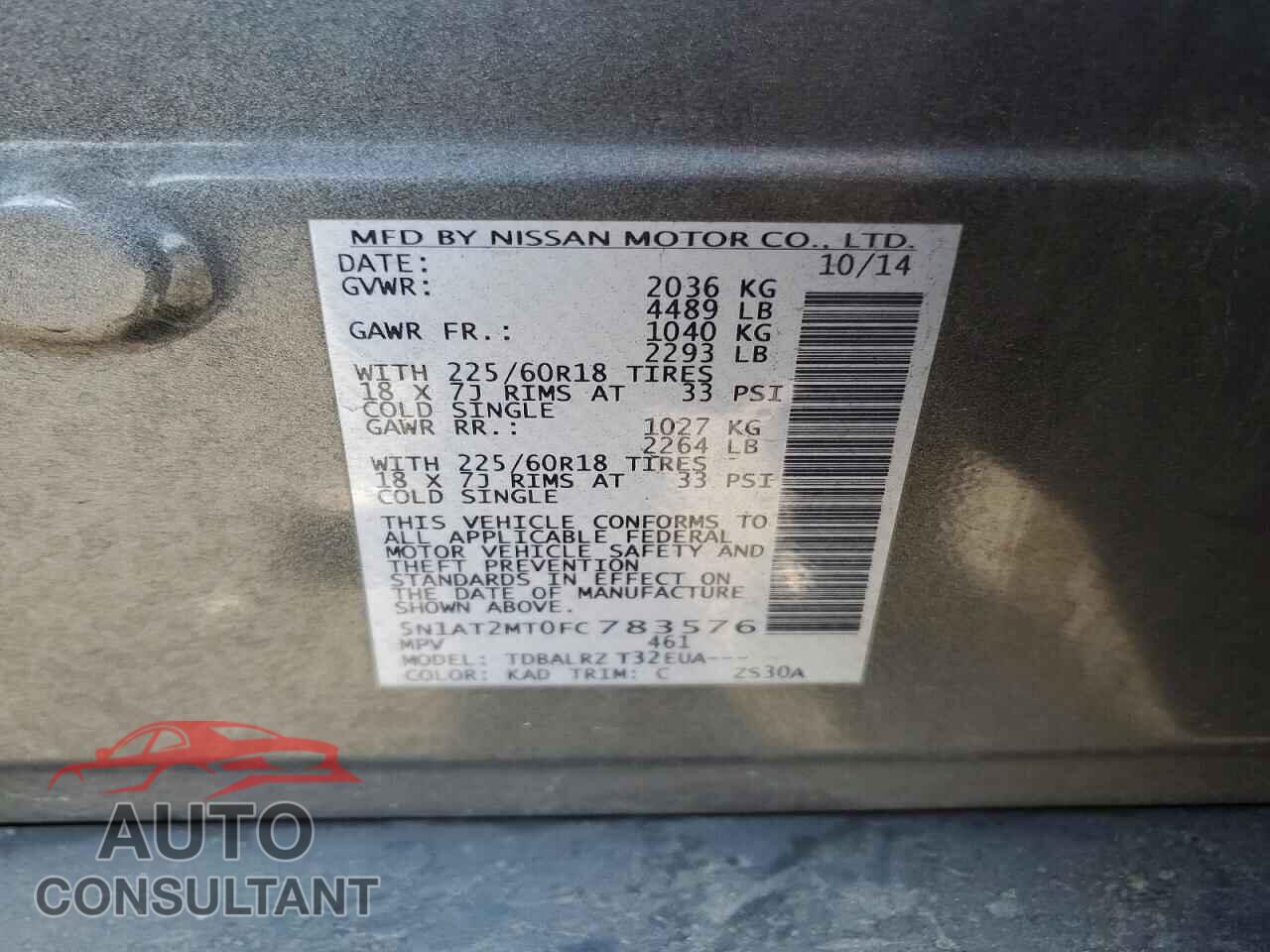 NISSAN ROGUE 2015 - 5N1AT2MT0FC783576