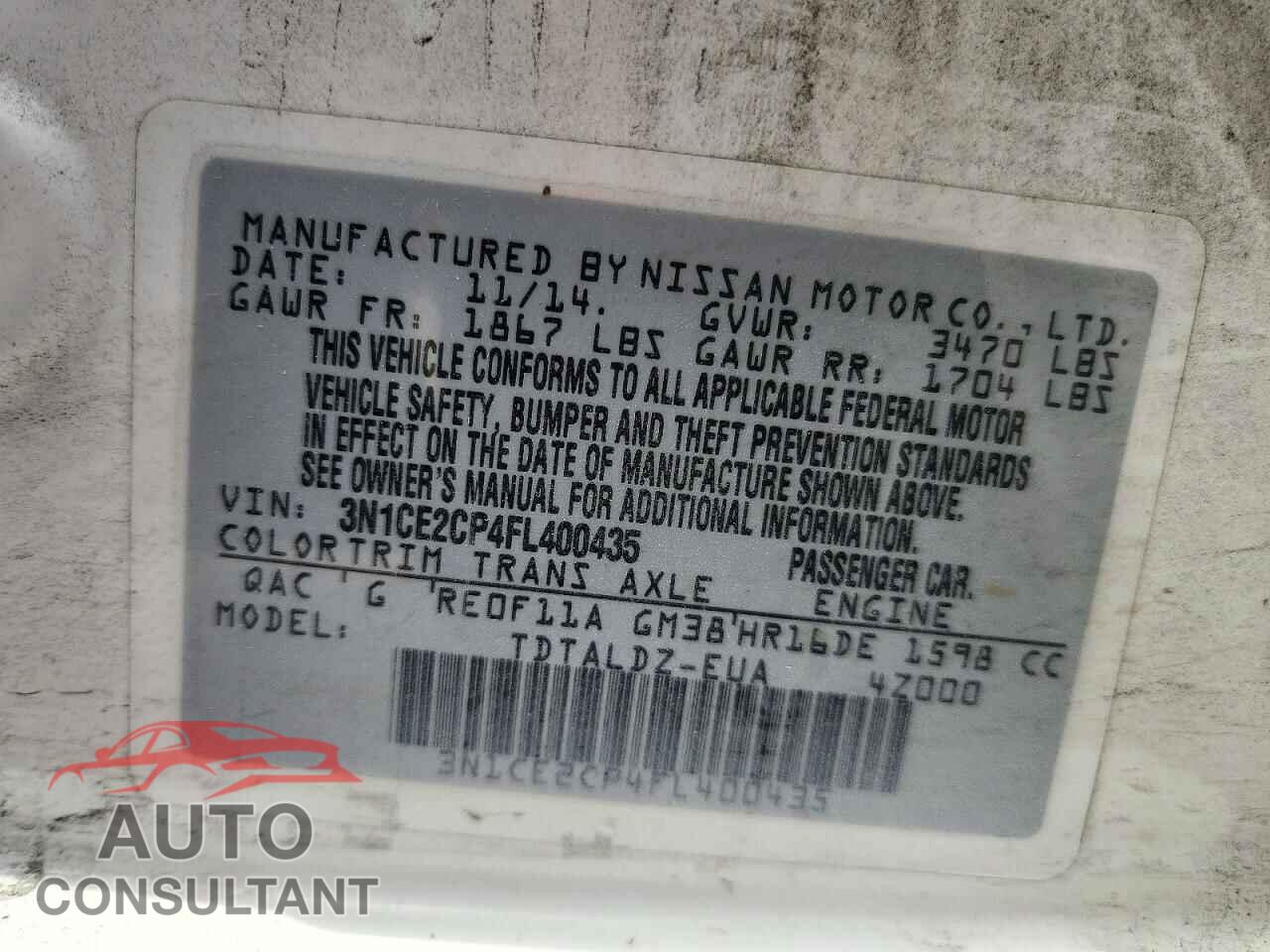 NISSAN VERSA NOTE 2015 - 3N1CE2CP4FL400435