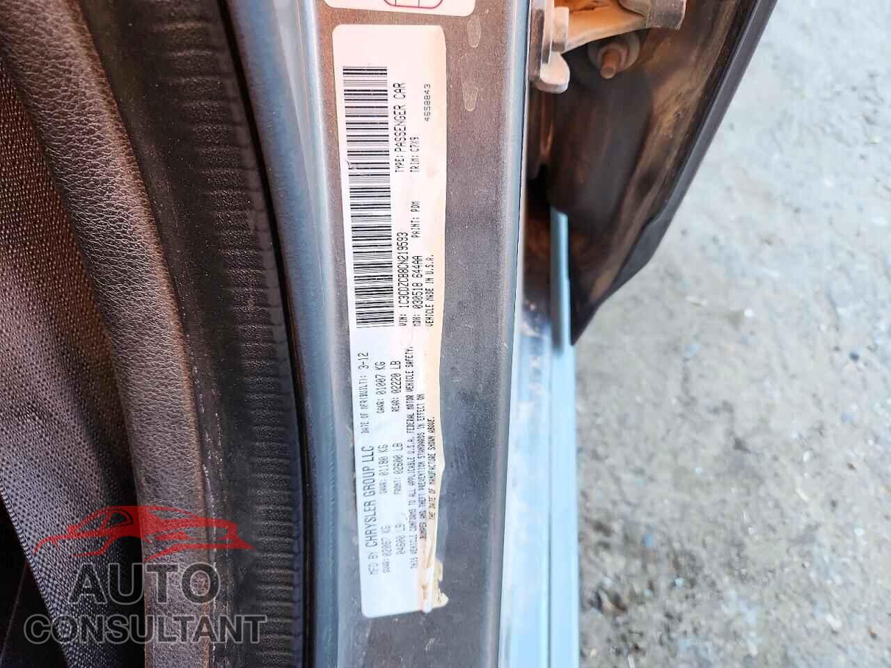 DODGE AVENGER 2012 - 1C3CDZCB8CN219593