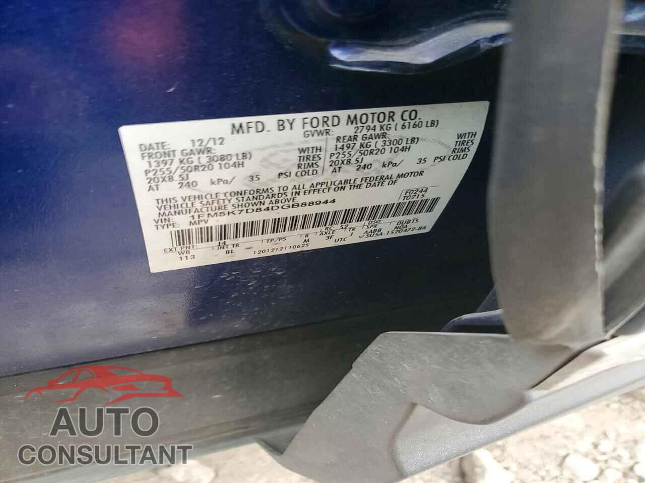 FORD EXPLORER 2013 - 1FM5K7D84DGB88944