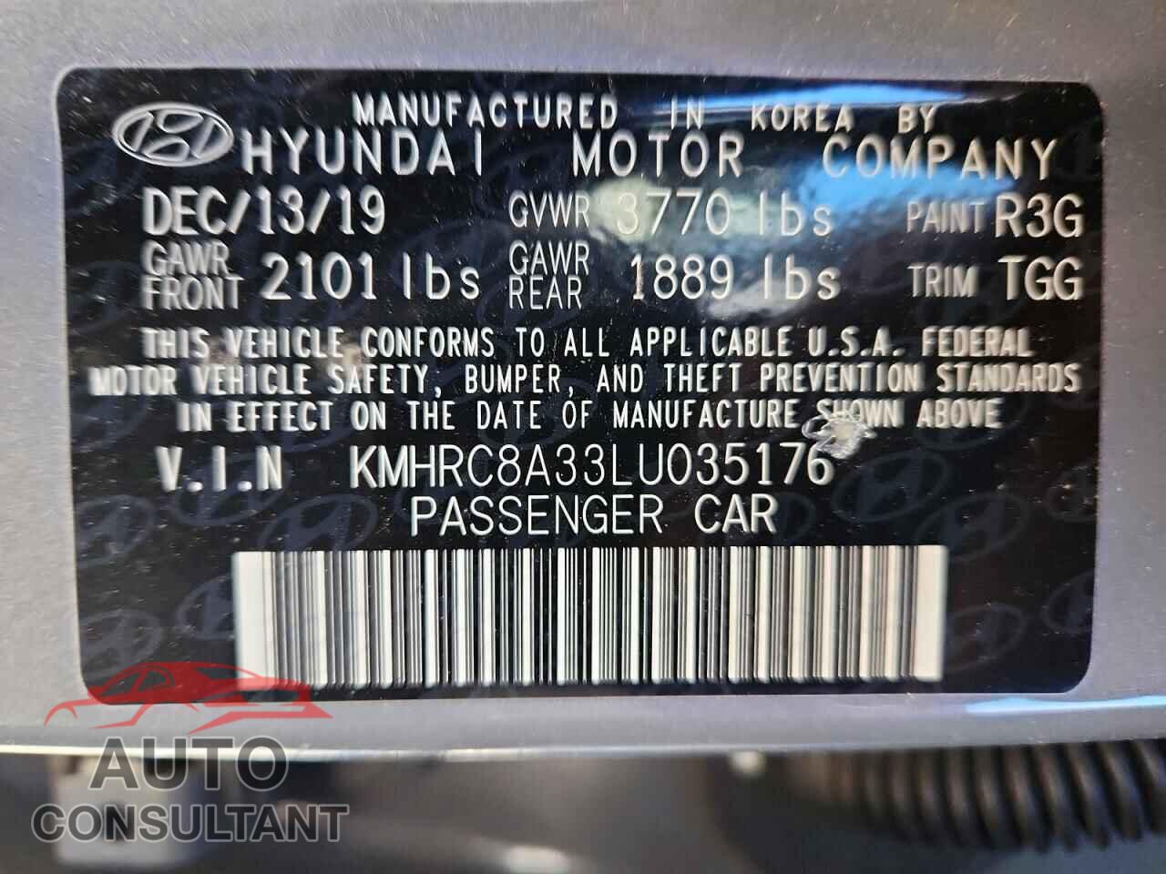 HYUNDAI VENUE 2020 - KMHRC8A33LU035176