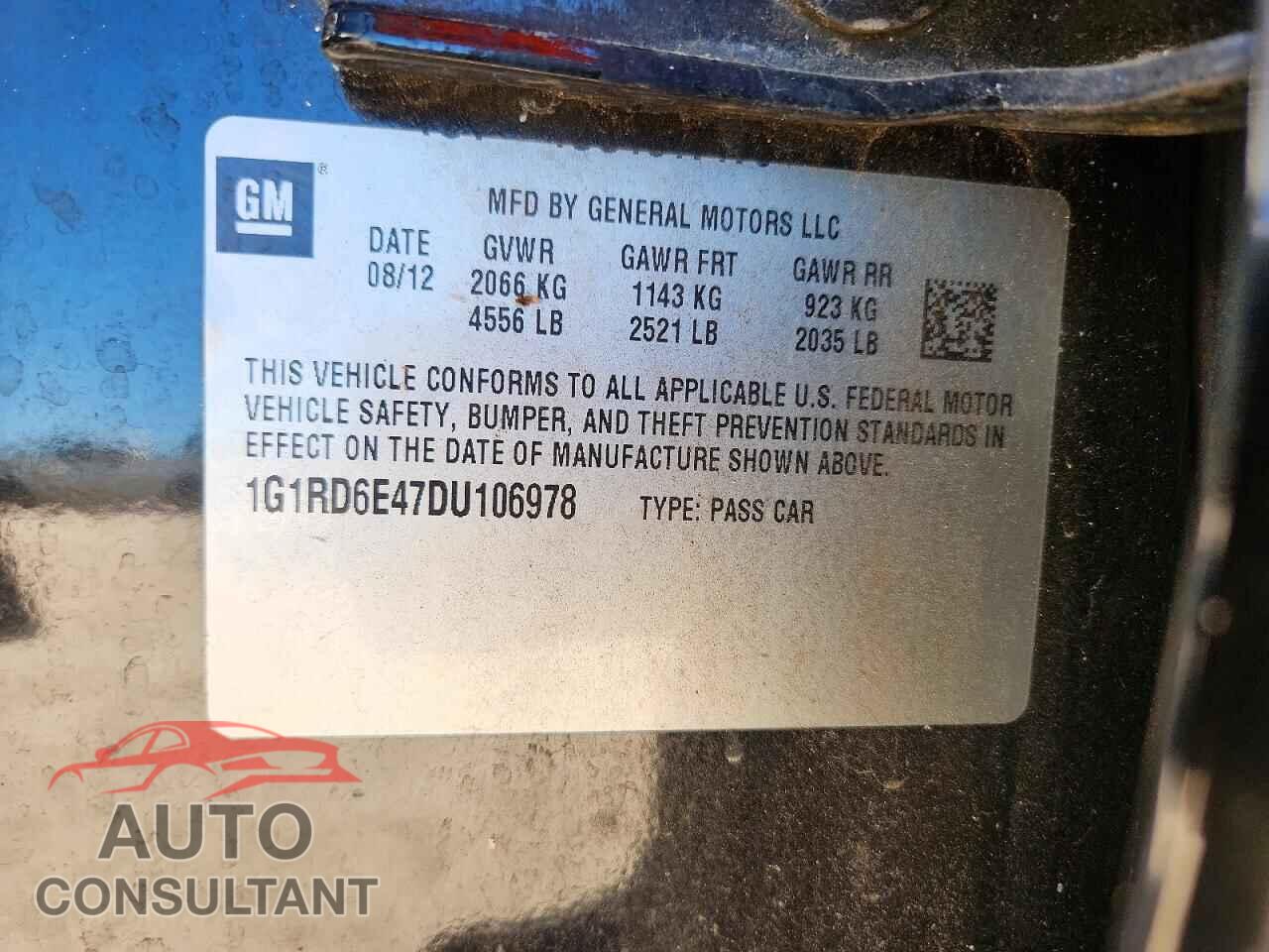 CHEVROLET VOLT 2013 - 1G1RD6E47DU106978