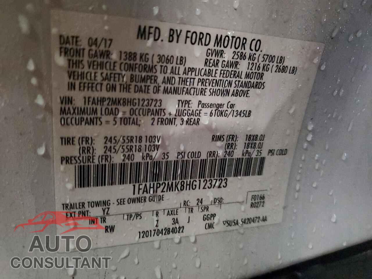 FORD TAURUS 2017 - 1FAHP2MK8HG123723