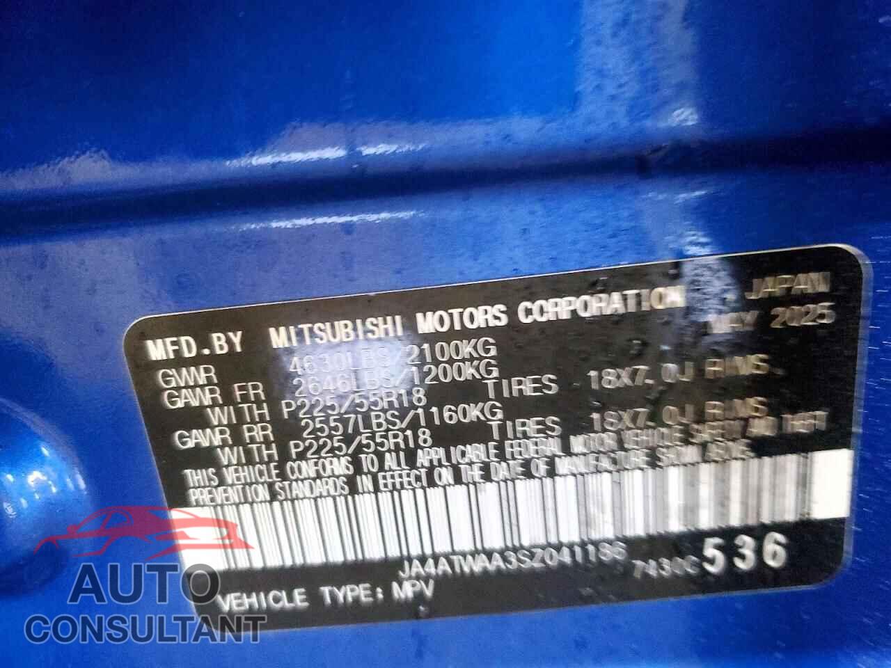 MITSUBISHI ECLIPSE 2025 - JA4ATWAA3SZ041186