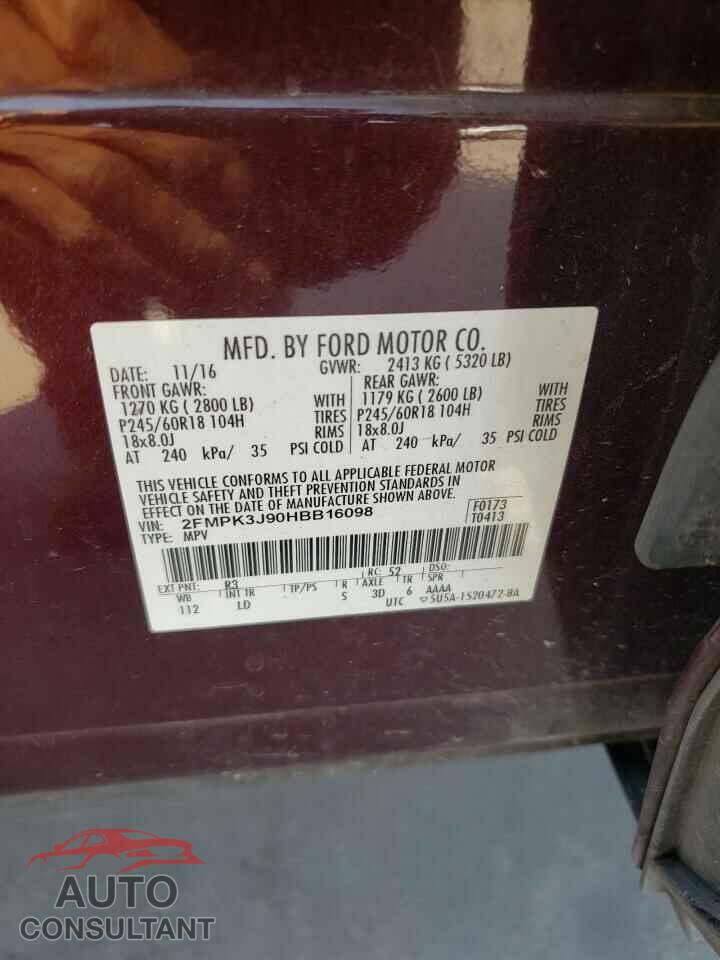 FORD EDGE 2017 - 2FMPK3J90HBB16098