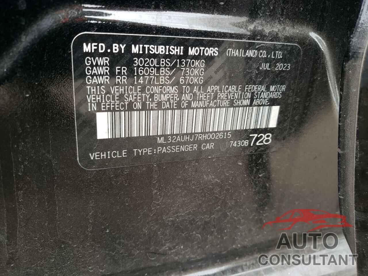 MITSUBISHI MIRAGE 2024 - ML32AUHJ7RH002615