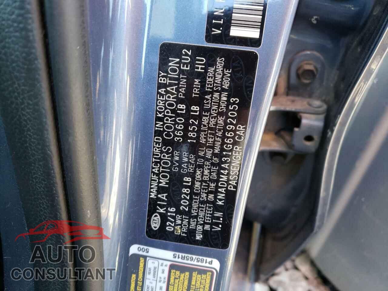 KIA RIO 2016 - KNADM4A31G6692053