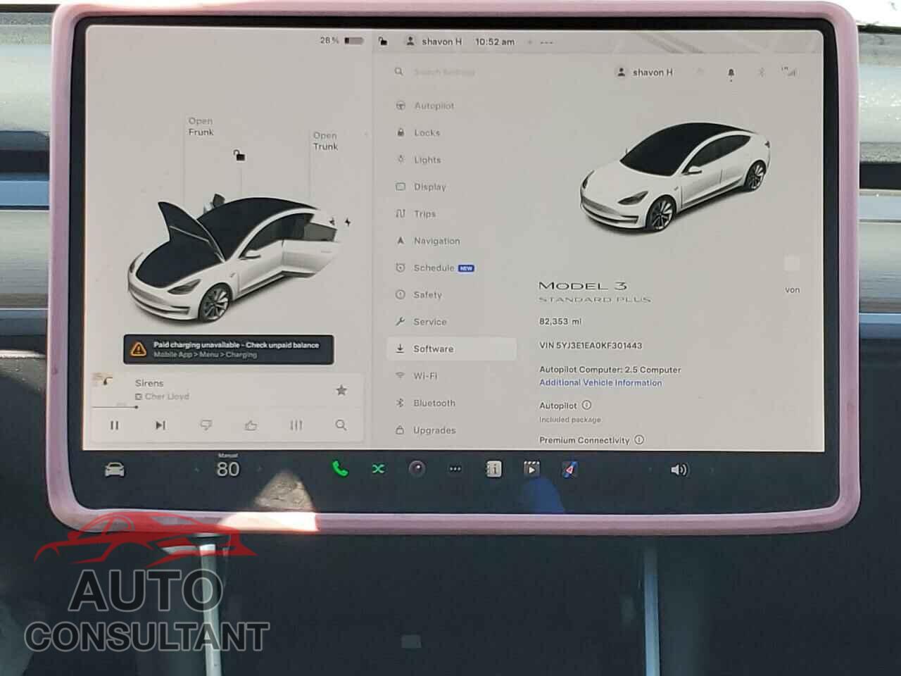 TESLA MODEL 3 2019 - 5YJ3E1EA0KF301443