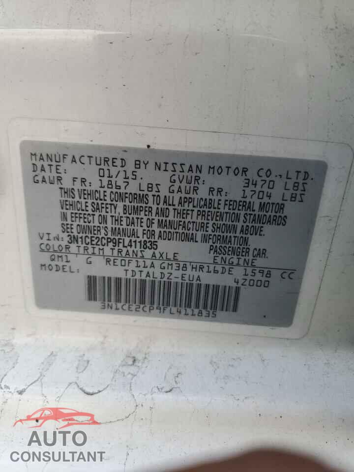 NISSAN VERSA 2015 - 3N1CE2CP9FL411835