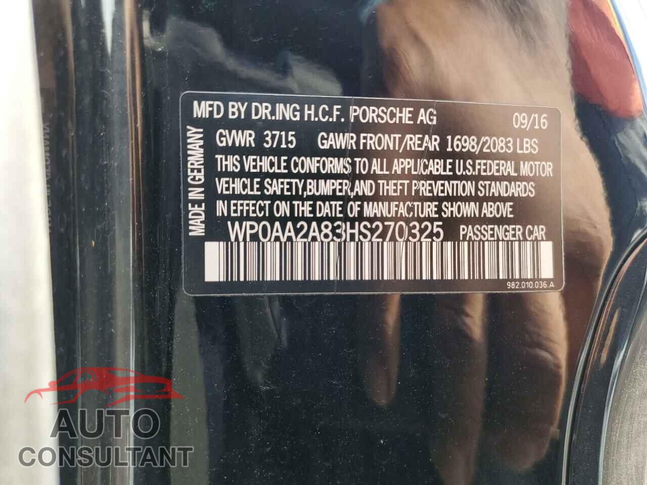 PORSCHE CAYMAN 2017 - WP0AA2A83HS270325