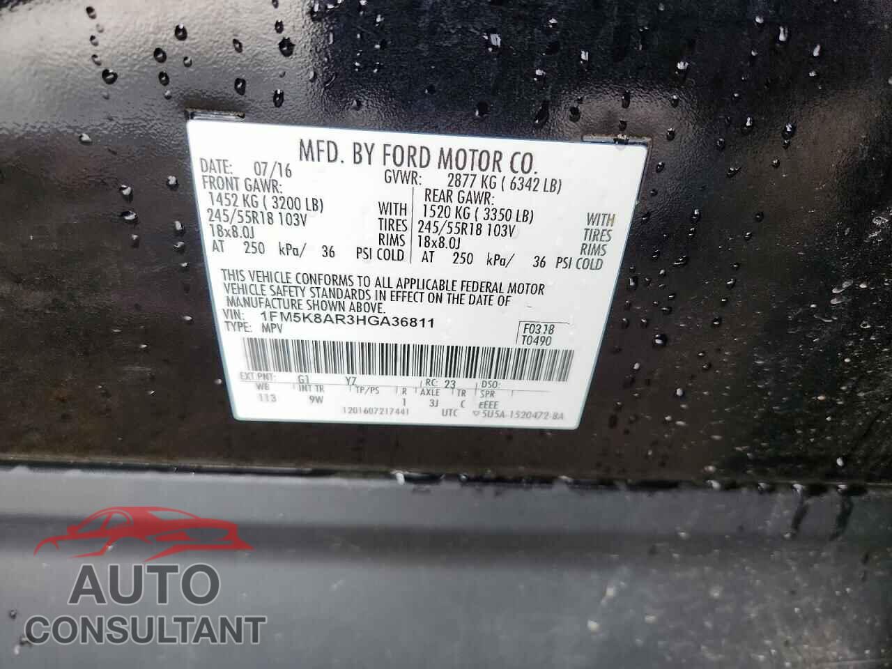 FORD EXPLORER 2017 - 1FM5K8AR3HGA36811
