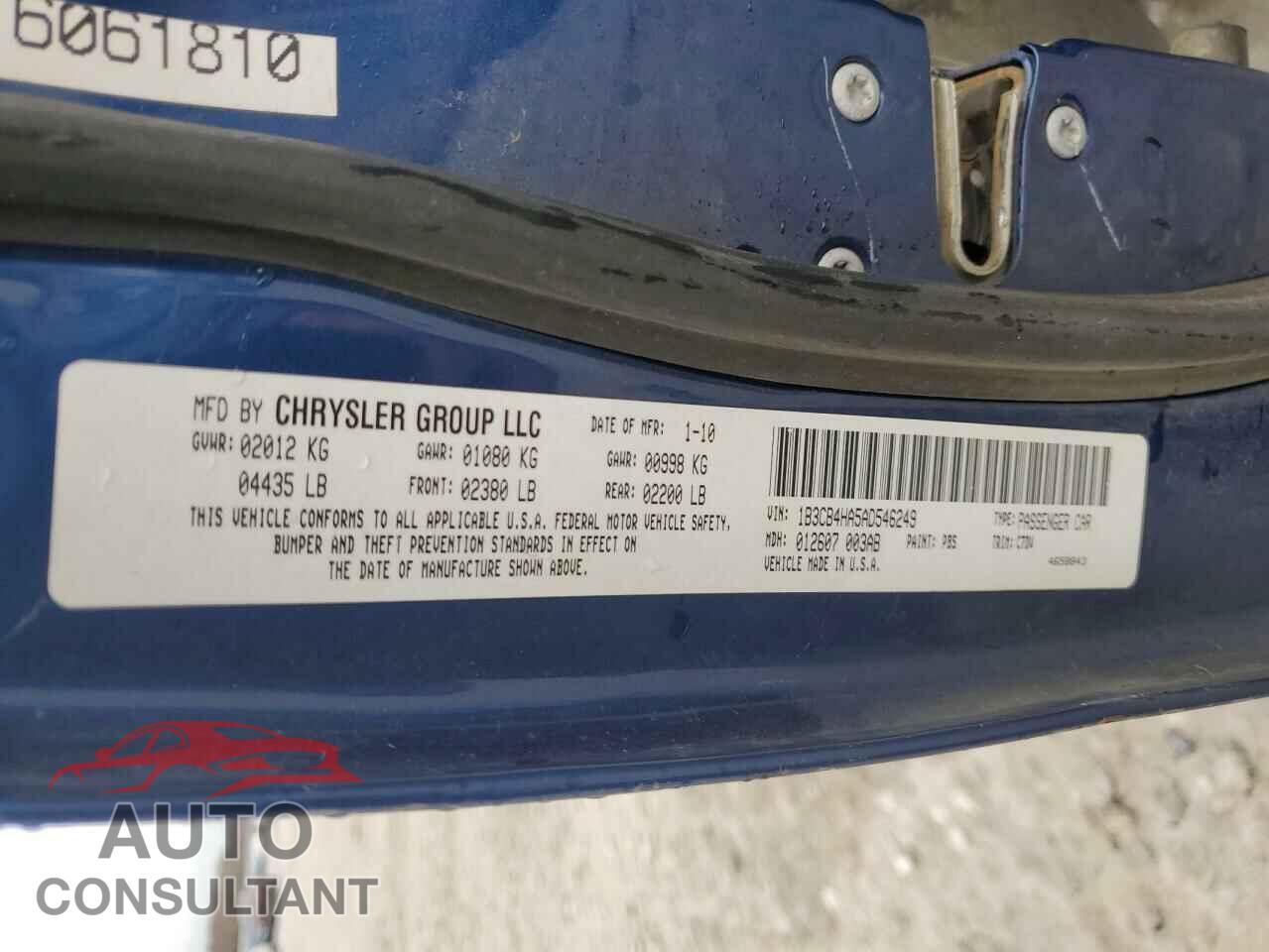 DODGE CALIBER 2010 - 1B3CB4HA5AD546249