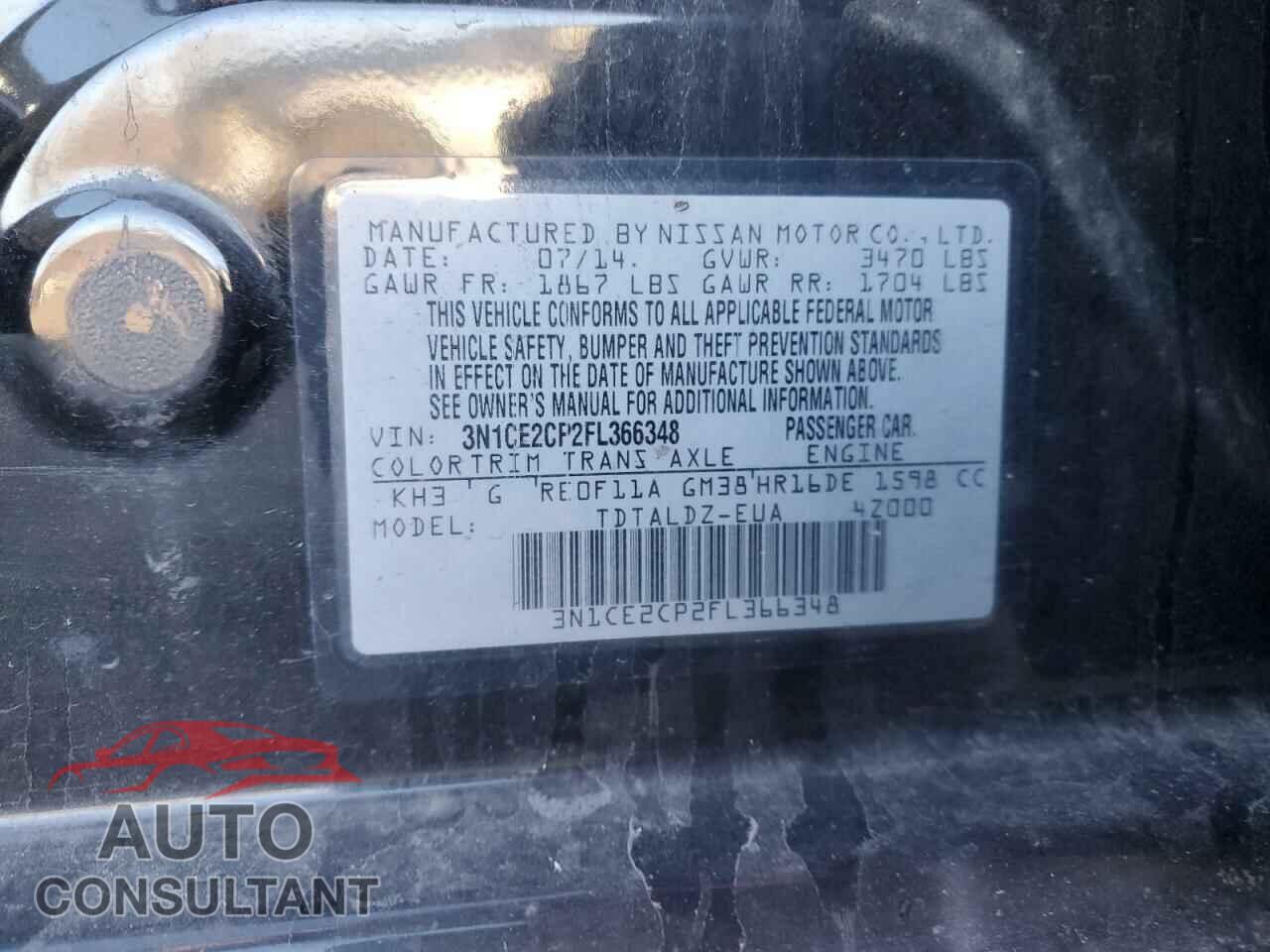 NISSAN VERSA 2015 - 3N1CE2CP2FL366348