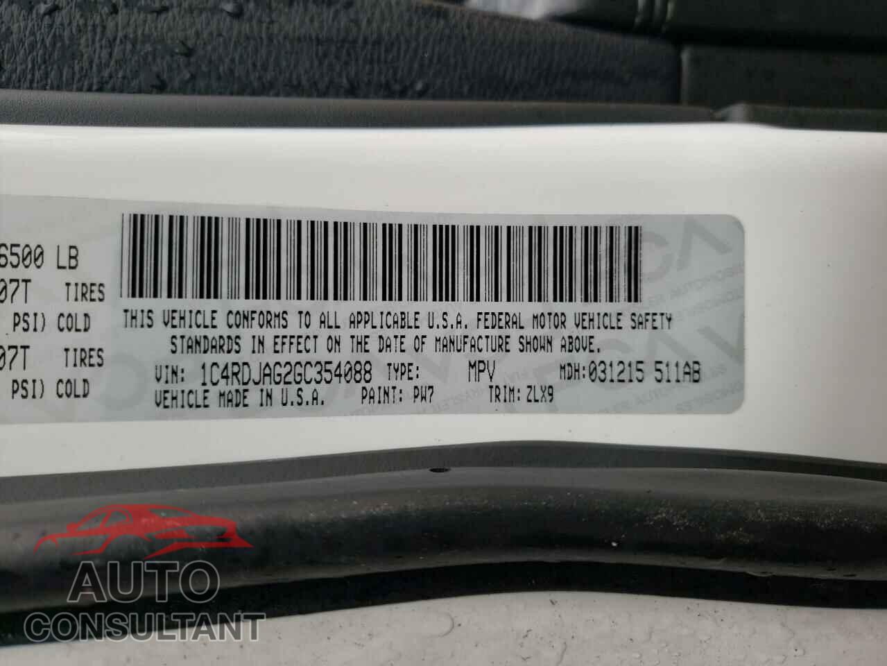 DODGE DURANGO 2016 - 1C4RDJAG2GC354088