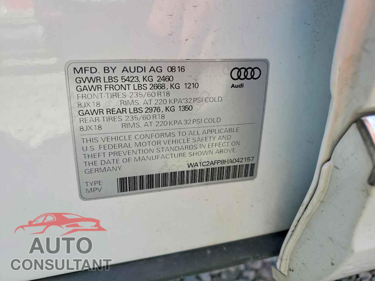 AUDI Q5 2017 - WA1C2AFP8HA042157