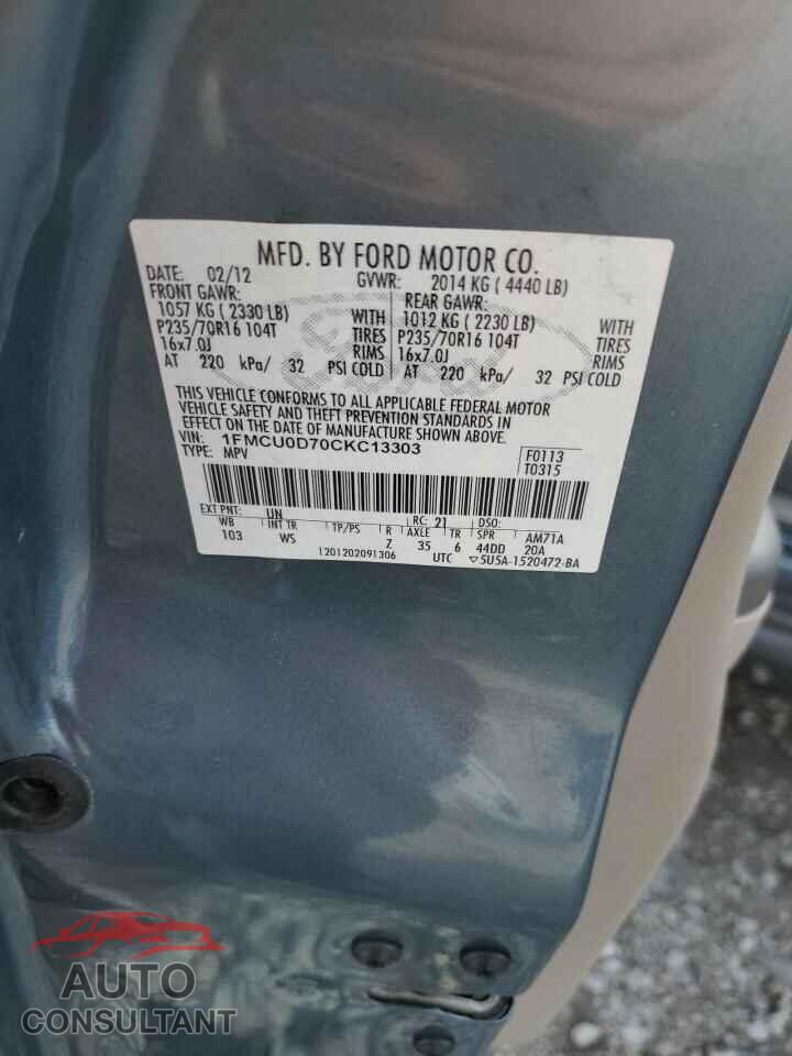 FORD ESCAPE 2012 - 1FMCU0D70CKC13303