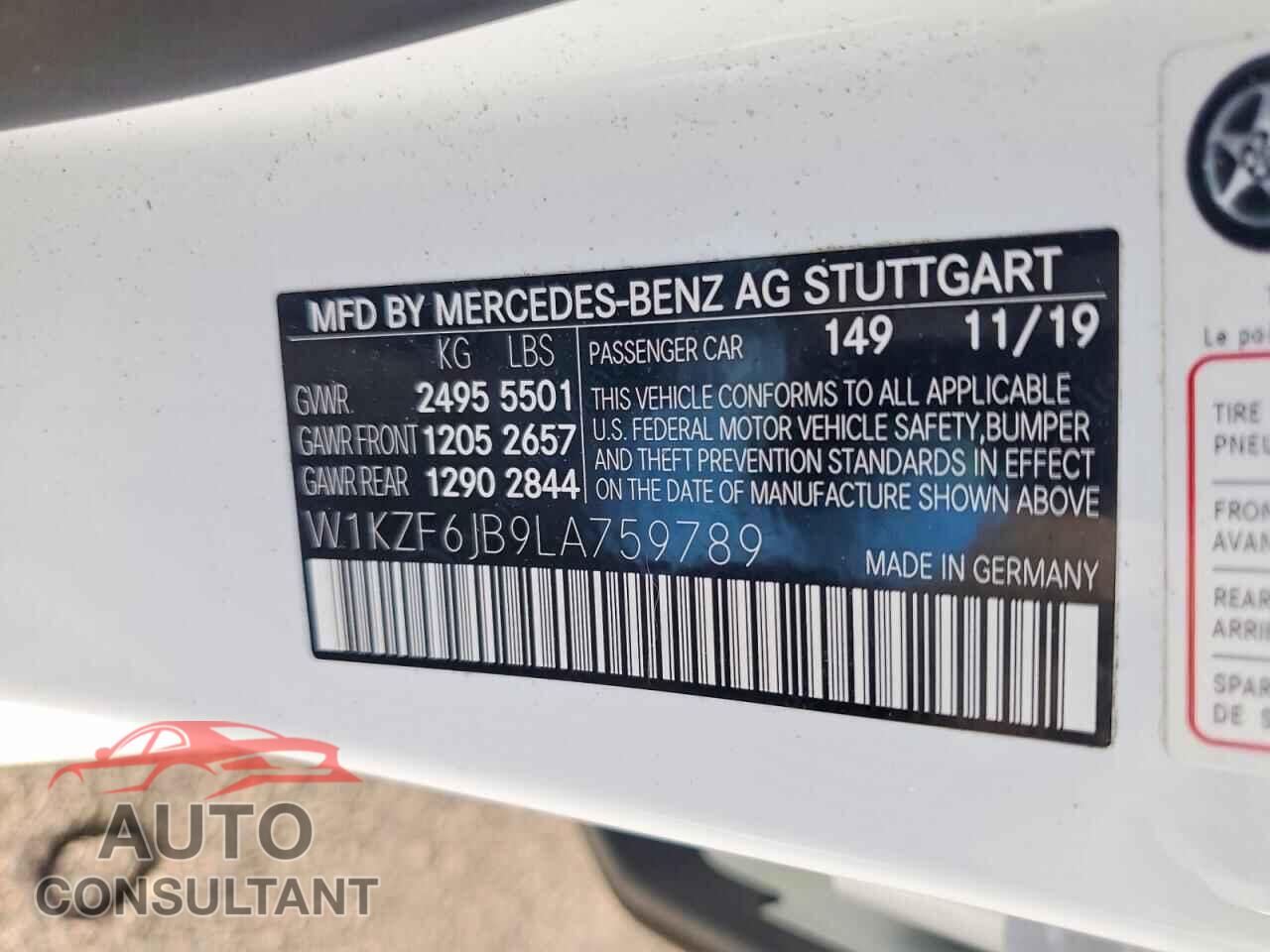 MERCEDES-BENZ E-CLASS 2020 - W1KZF6JB9LA759789